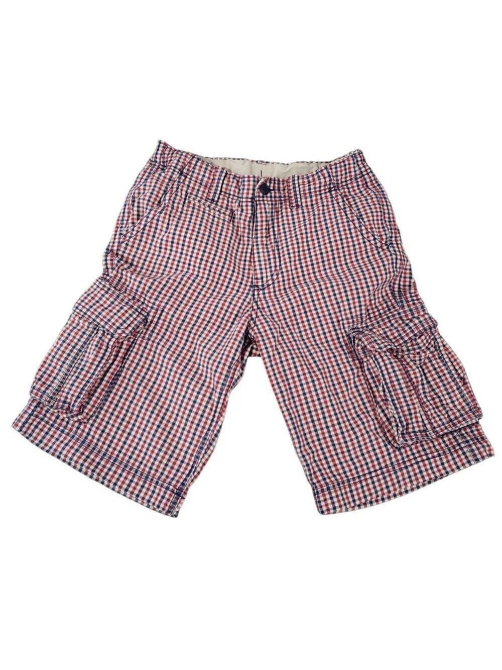 GAP Kids Boys Red & White Check Shorts w Concealed Adjustable Waist 12 - Picture 1 of 4